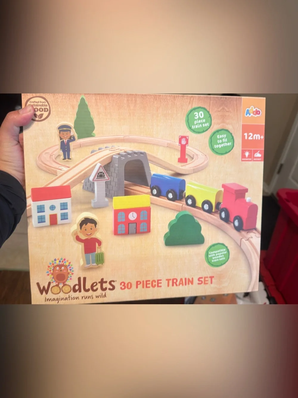 30-Piece Kids Wooden Train Set - Multicolor